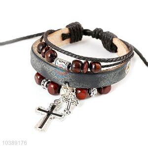 Wholesale Leather Bracelet With Cross Design