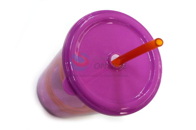 Professional Purple Plastic Cup with Straw for Sale