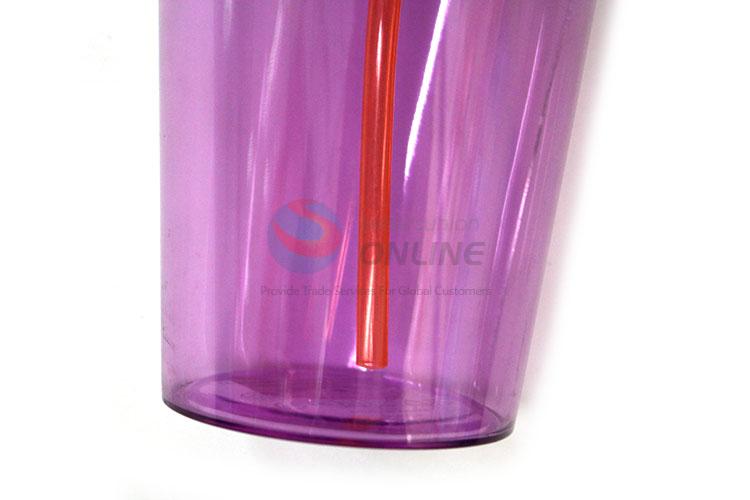 New Arrival Purple Plastic Cup with Straw for Sale