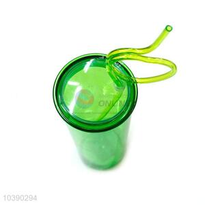 Durable Green Plastic Cup with Straw for Sale