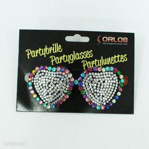 Heart Shape Eye Patch Party Glasses With Diamond