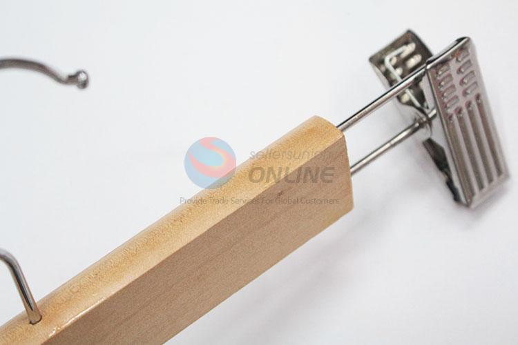 Cheap wholesale wooden pants hanger with clip