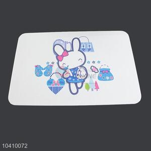 Rabbit pattern print foot floor mat for bathroom