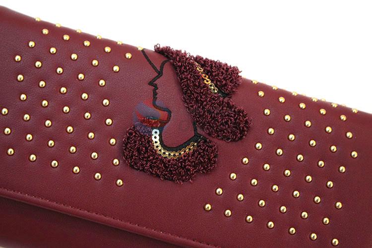Cheap towel embroidered women purse with rivets