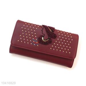Cheap towel embroidered women purse with rivets