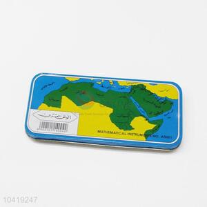 World Map Pattern Pencil Case Compasses Ruler Stationery <em>Set</em>