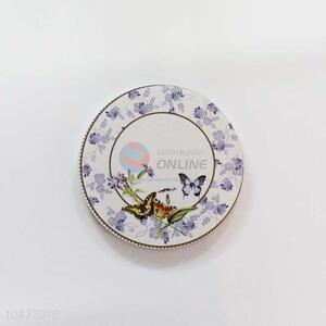 Butterfly Pattern Round Wood Cup Mat