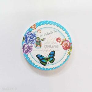Butterfly Pattern Round Wood Cup Mat