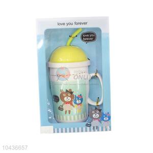 Lovers gift cute mug cup with straw