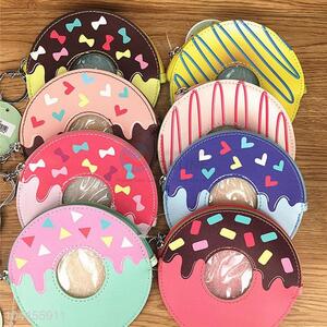 Donuts Design Lovely Girl Semi Pu Leather Wallet