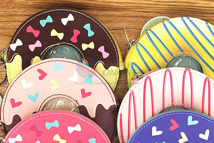 Donuts Design Lovely Girl Semi Pu Leather Wallet
