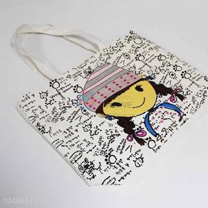 Cartoon Girl Pattern Canvas Shopping Bag