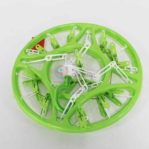 15 Heads Plastic Green Color Clothes Rack