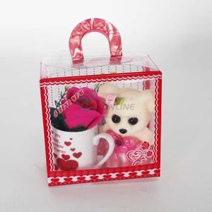 New Arrival Valentine's Day Gift with Ceramic Cup, Flower Shaped Soap, Bear