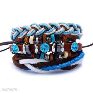 Bottom price vintage punk braided adjustable bracelet set