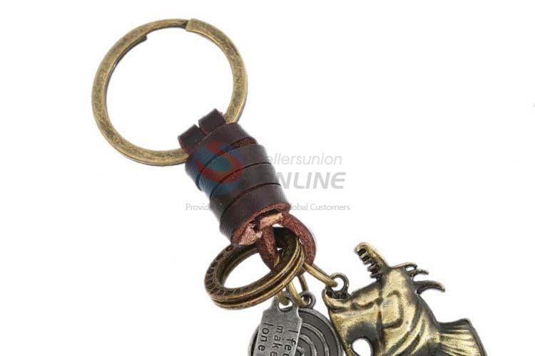 Fancy cheap cowhide key chain key ring