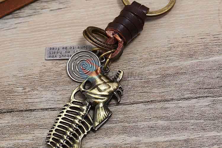 Fancy cheap cowhide key chain key ring