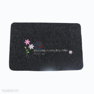 Factory Direct Soft Black Color Flower Printed Doormat Floor Mat