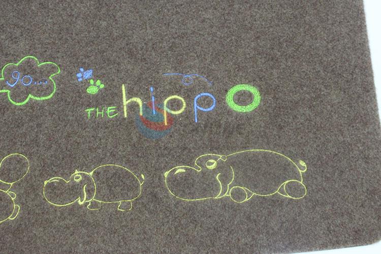 Wholesale Cartoon Hippo Pattern Entrance Doormats Flannel Floor Mat