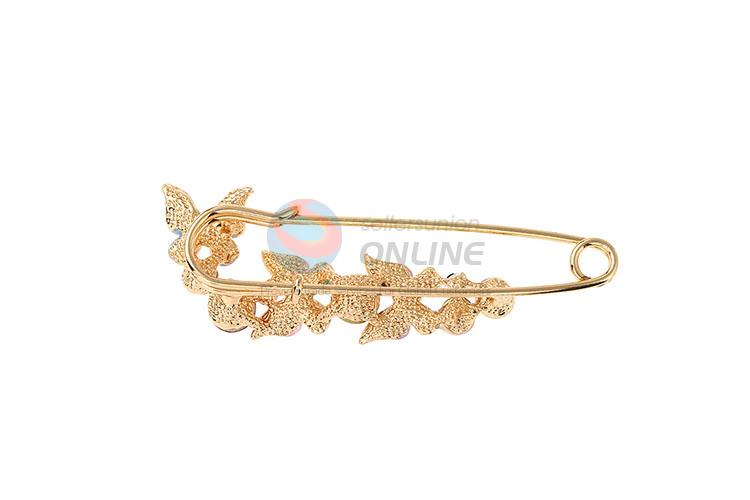 China factory safe pin shape flower alloy brooch