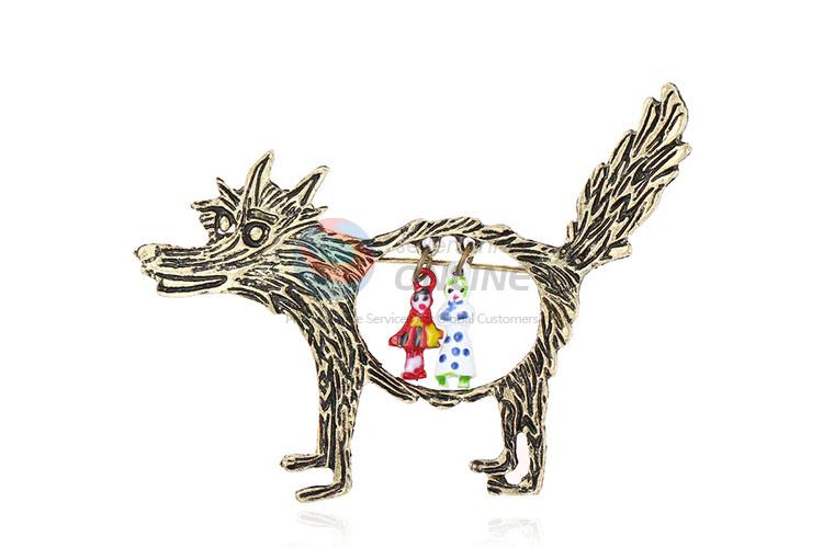 Top quality cheap wolf shape alloy brooch