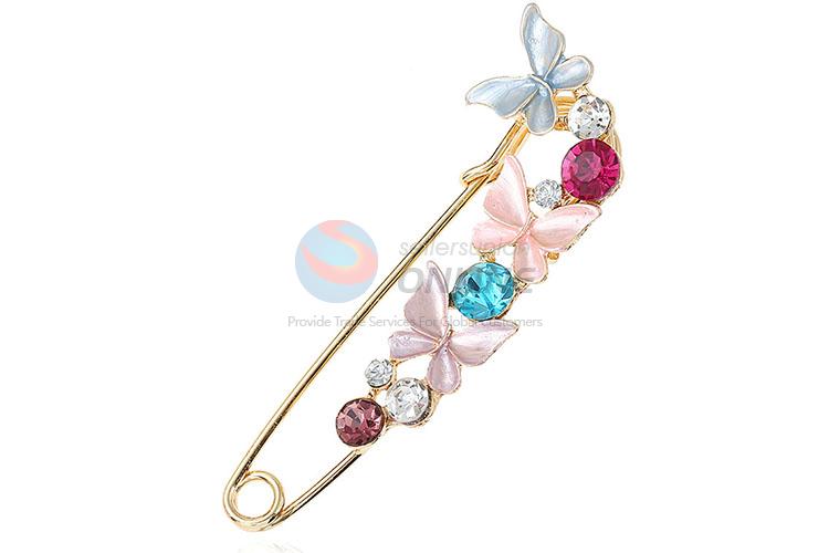 China factory safe pin shape flower alloy brooch