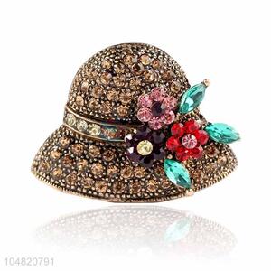 Wholesale delicate women hat shape alloy brooch