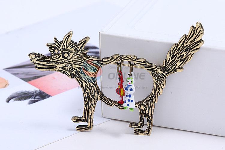 Top quality cheap wolf shape alloy brooch