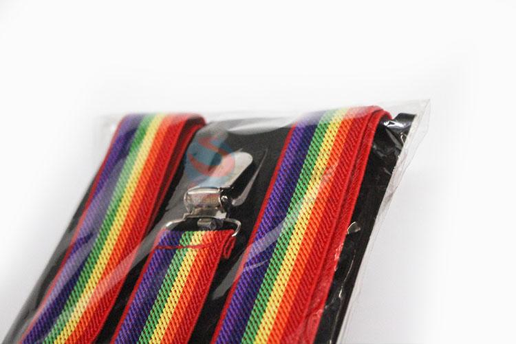 Utility and Durable Adult Party Fancy Dress Elastic Rainbow Suspenders
