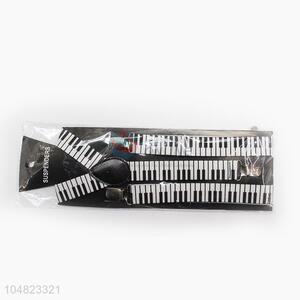 Unique Design Piano Key Board Pattern Suspender Clip-on Elastic Braces