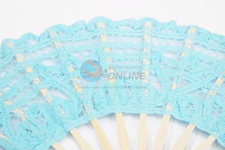 Blue Lace Fashion Women Portable Folding Hand Fan