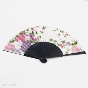 Beautiful Flower Pattern Folding Bamboo Silk Hand Fan