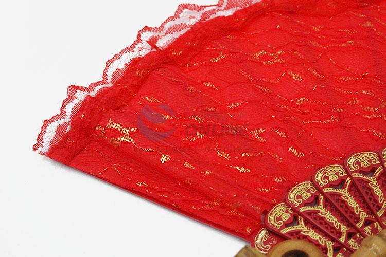 Double Layer Red Lace Folding Hand Fan