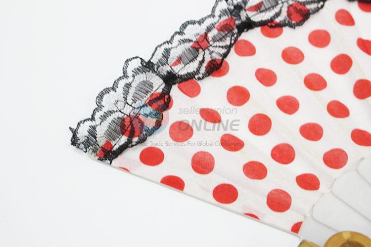 Lace Design Fashion Dot Pattern Portable Hand Fan
