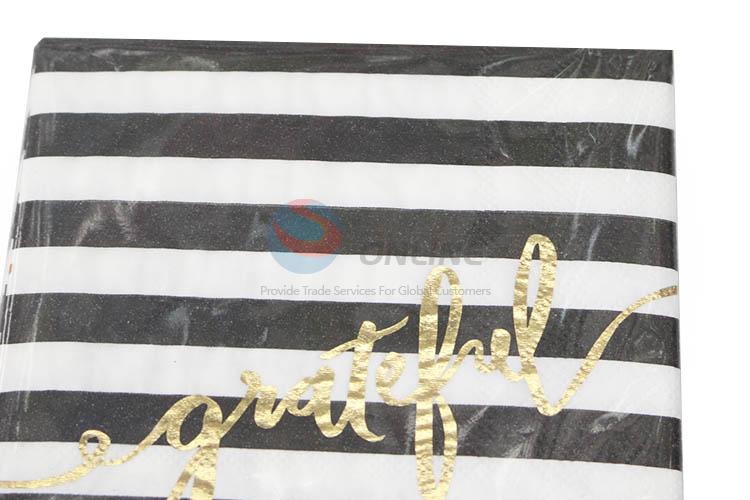 20pcs/Set Gold Blocking Striped Paper Napkins Set for Party