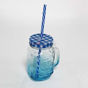Drinking cup juice glass cup with straw