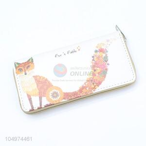 High Sales Fox Pattern Zipper Card Holder Ladies Clutches Women Wallet
