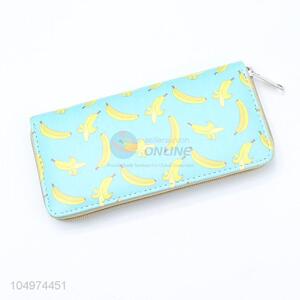 Best Selling Banana Printed Canvas Soft Long Wallets Chain Purse