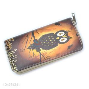Modern Style Owl Printed Zipper Card Holder Ladies Clutches Women Wallet