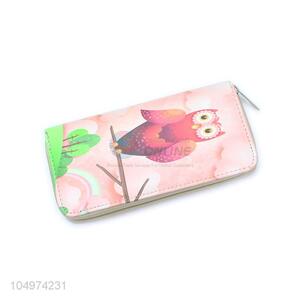China Hot Sale Owl Pattern Canvas Soft Long Wallets Chain Purse