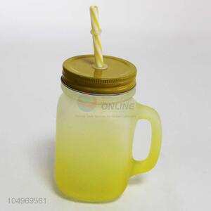 Top quality new style glass cup with straw