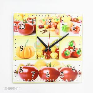 Creative Design Square Shaped Wall Clock With Fruit Decoration