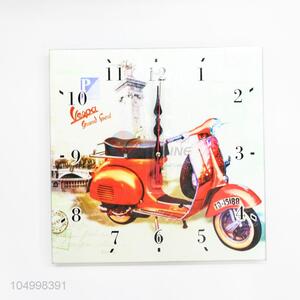 Top Selling Square Shaped Wall Clock With Motorcycle Pattern