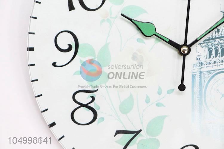 Wholesale Simple Round Shaped Glass Wall Clock for Home Decoration
