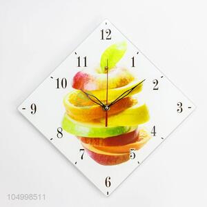 Simple Style Rhombus Shaped Glass Wall Clock Modern Design