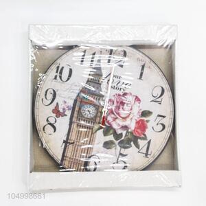 Simple Style Round Shaped Retro Glass Wall Clock With Hook