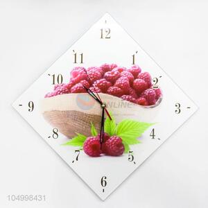 Popular Style Rhombus Shaped Glass Fruit Shaped Wall Clock