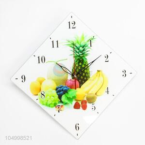 Vintage Rhombus Shaped Glass Wall Clock for Home Decoration