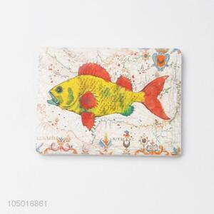 Factory sales rectangle ceramic fridge magnet with fish pattern