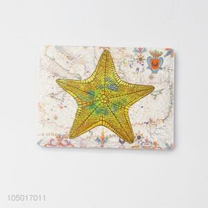 High sales rectangle ceramic fridge magnet with starfish pattern